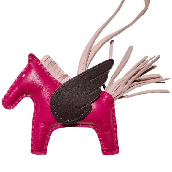 HERMES Rodeo Pegasus PM Bag Charm in Aneu Milo Framboise Rouge Cellier and ...